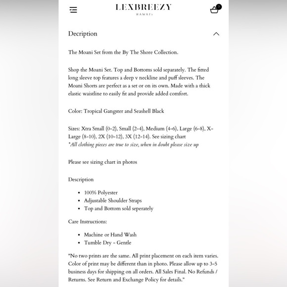 ❌❌❌ SOLD LPH❌❌❌Lexbreezy Hawaii 🌺 Moani Top NWT - Picture 3 of 12